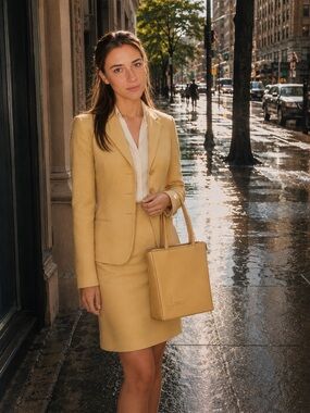 Salvatore Ferragamo Beige Leather Structured Tote